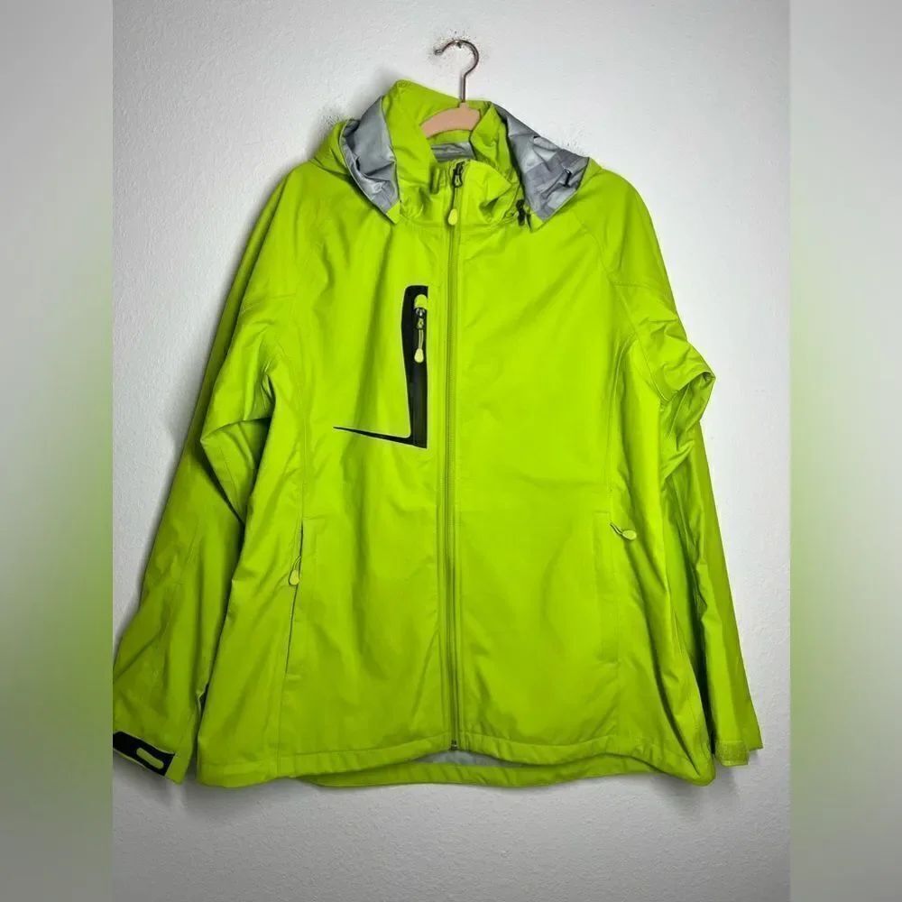 Switcher Functional Hard Shell Neon Waterproof Windbreaker Jacket Full Zip Sz XL